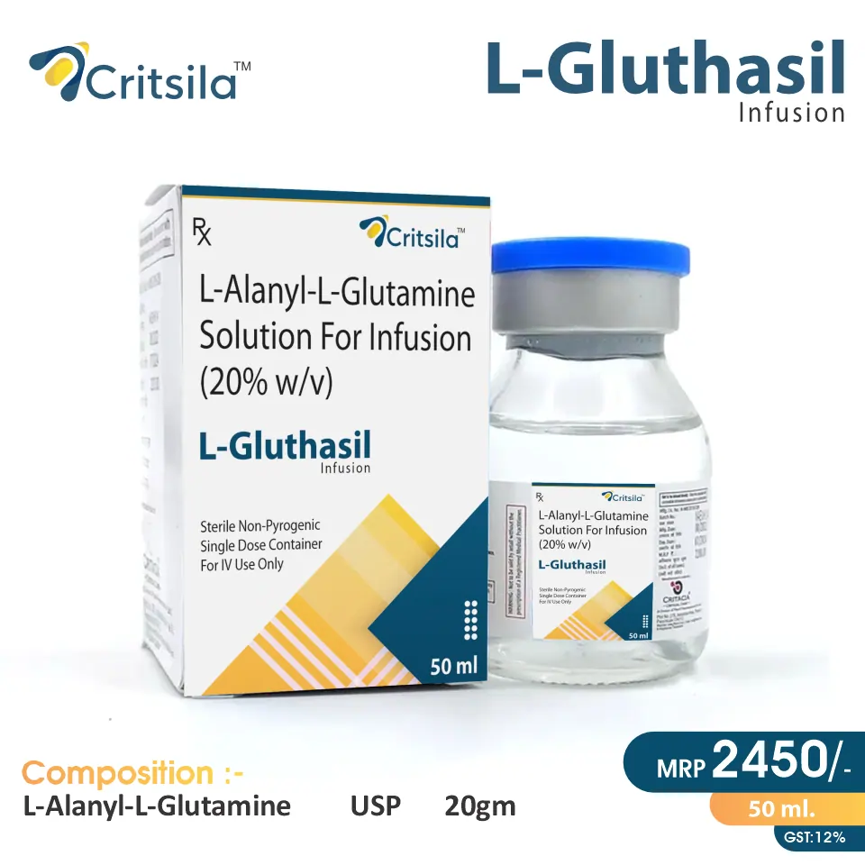 L-alanyl-L-glutamine (20gm) Injection at the best price in PCD Pharma Franchise for Nutritional Supplement and Amino Acid Supplement.